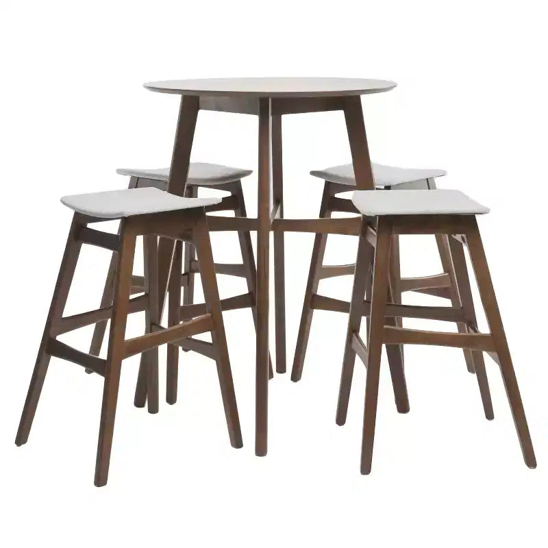 Set da bar 5 pezzi rivestito in tessuto Elise Mid-Century Modern di GDFStudio