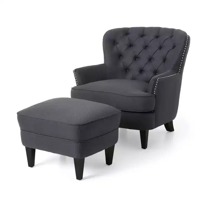 GDFStudio Jaxen Contemporary Fabric Tufted Club Chair and Ottoman Set