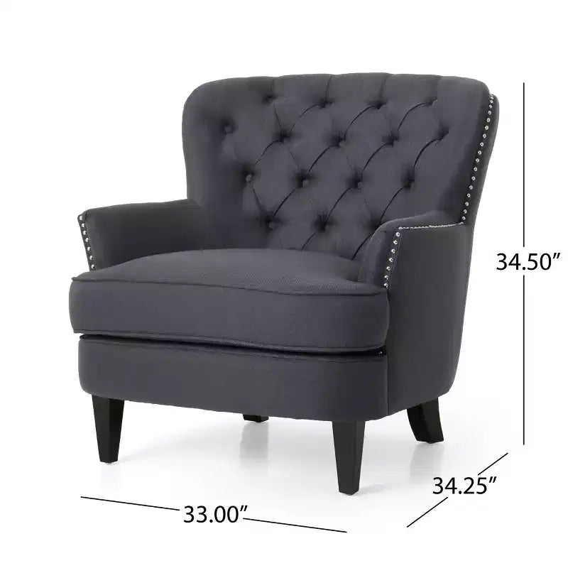 GDFStudio Jaxen Contemporary Fabric Tufted Club Chair and Ottoman Set