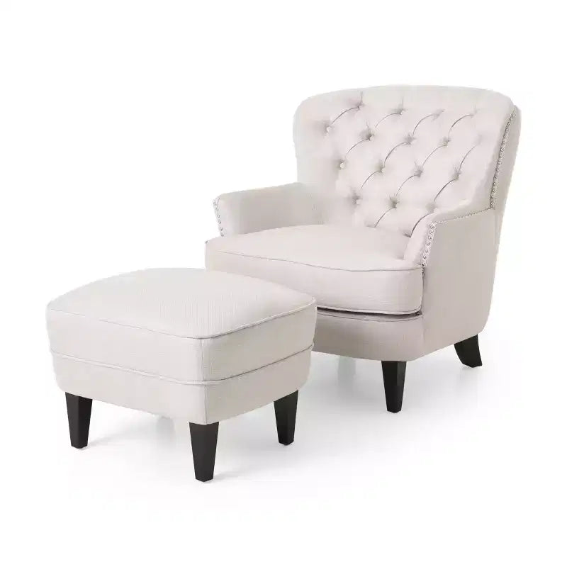 GDFStudio Jaxen Contemporary Fabric Tufted Club Chair and Ottoman Set