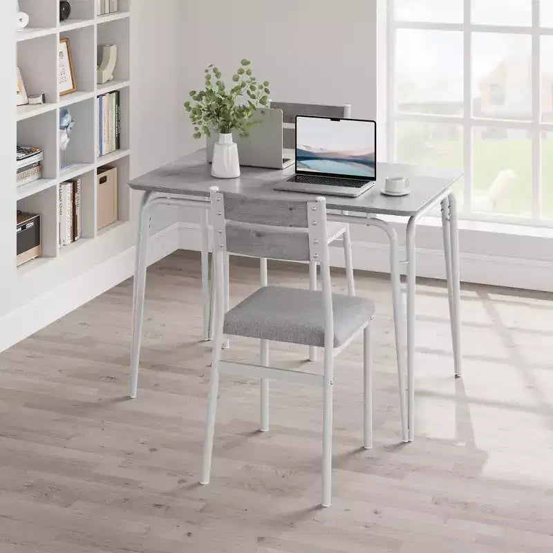 Set da pranzo 5 pezzi per 4 persone, tavolo quadrato compatto con sedie, piano robusto in MDF, struttura in metallo, set colazione salvaspazio