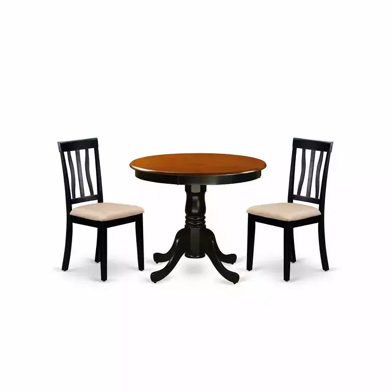 HomeStock Belmont Kitchen Table Set - Table And 2 Dining Chairs, Black &Cherry