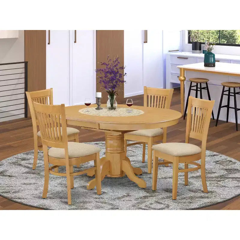 HomeStock Belmont Dining Table Set, Oak