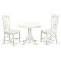 HomeStock Belmont Kitchen Table Set-Kitchen Table And 2 Kitchen Dining Chairs, Linen White