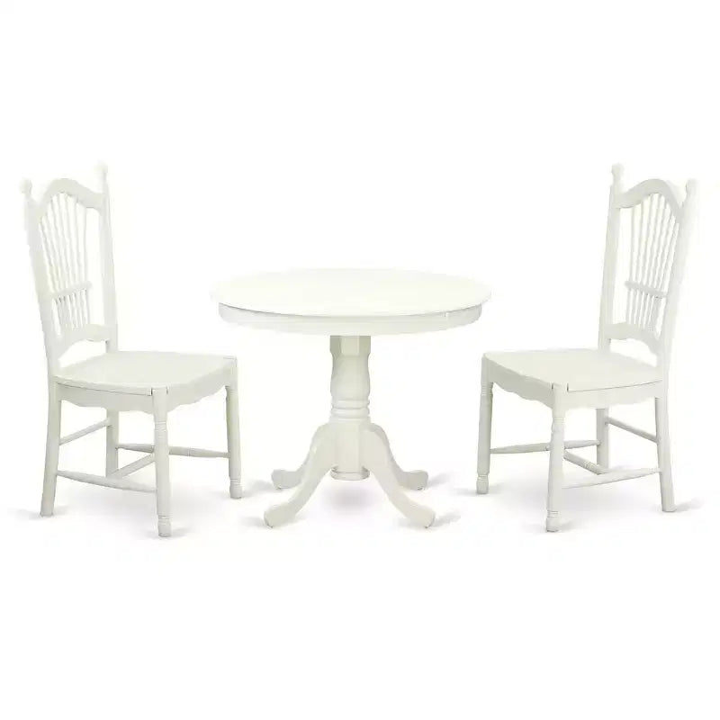 HomeStock Belmont Kitchen Table Set-Kitchen Table And 2 Kitchen Dining Chairs, Linen White
