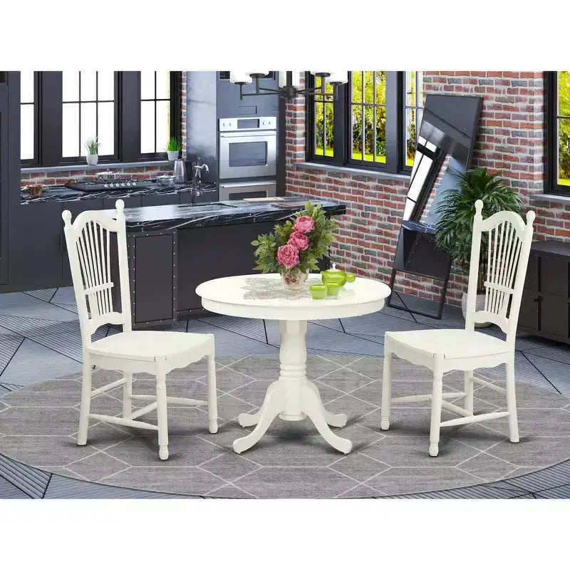 HomeStock Belmont Set Tavolo Da Cucina - Tavolo Da Cucina E 2 Sedie Da Pranzo, Bianco Lino