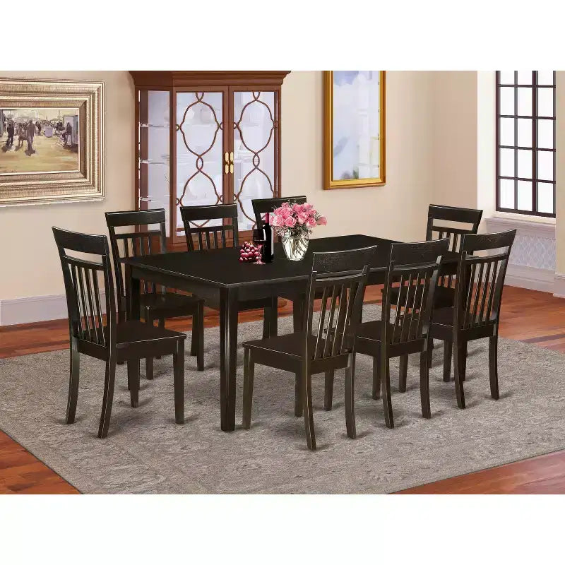 HomeStock Belmont Dining Room Set-Table With Leaf And Dinette Chairs, Cappuccino