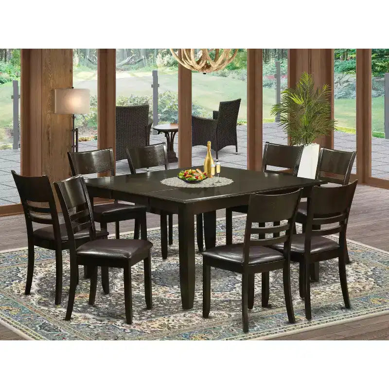 HomeStock Belmont Dining Room Set-Dinette Table With Leaf And Dinette Chairs, Cappuccino