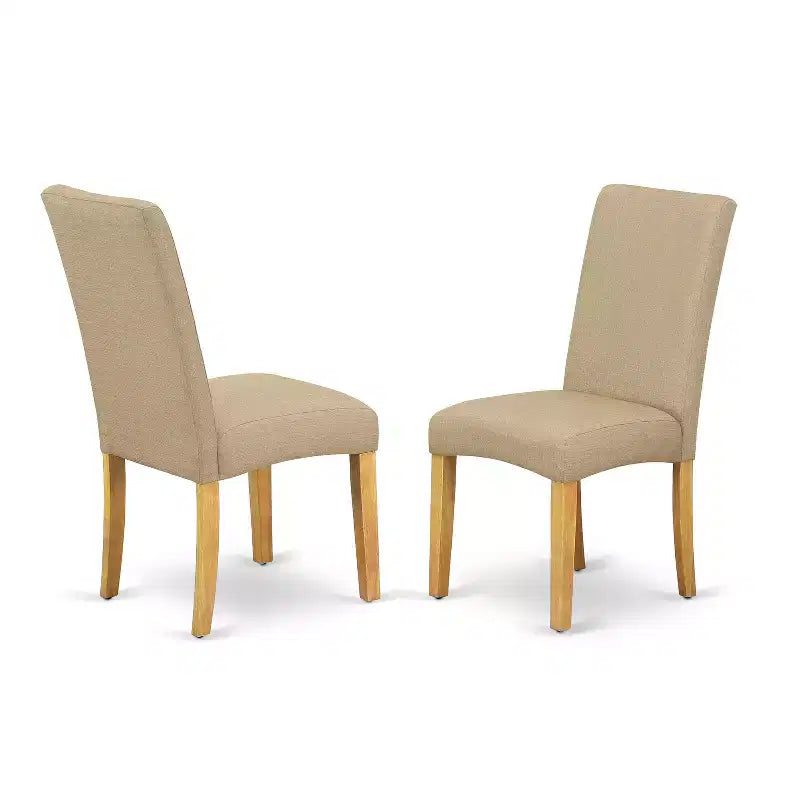 HomeStock Belmont, tavolo da pranzo ovale da 7 pezzi, 42/60, con prolunga a farfalla da 18 pollici e 6 sedie Parson con gambe finitura rovere e tessuto lino, colore kaki scuro