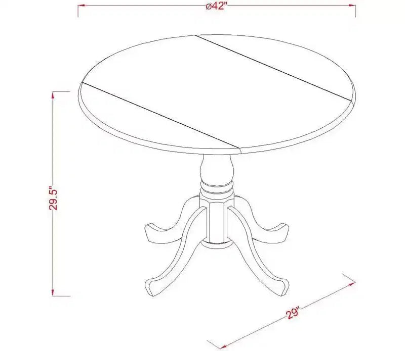 HomeStock Belmont, tavolo rotondo da cucina 42" con due allunghe a ribalta da 9" e quattro sedie Parson con gambe nere e tessuto in lino Shiitake