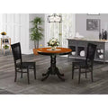 HomeStock Belmont 3-Piece Dining Room Set- 2 Kitchen Chair and Modern Dining Room Table - Wooden Seat and Slatted Chair Back - Black Finish