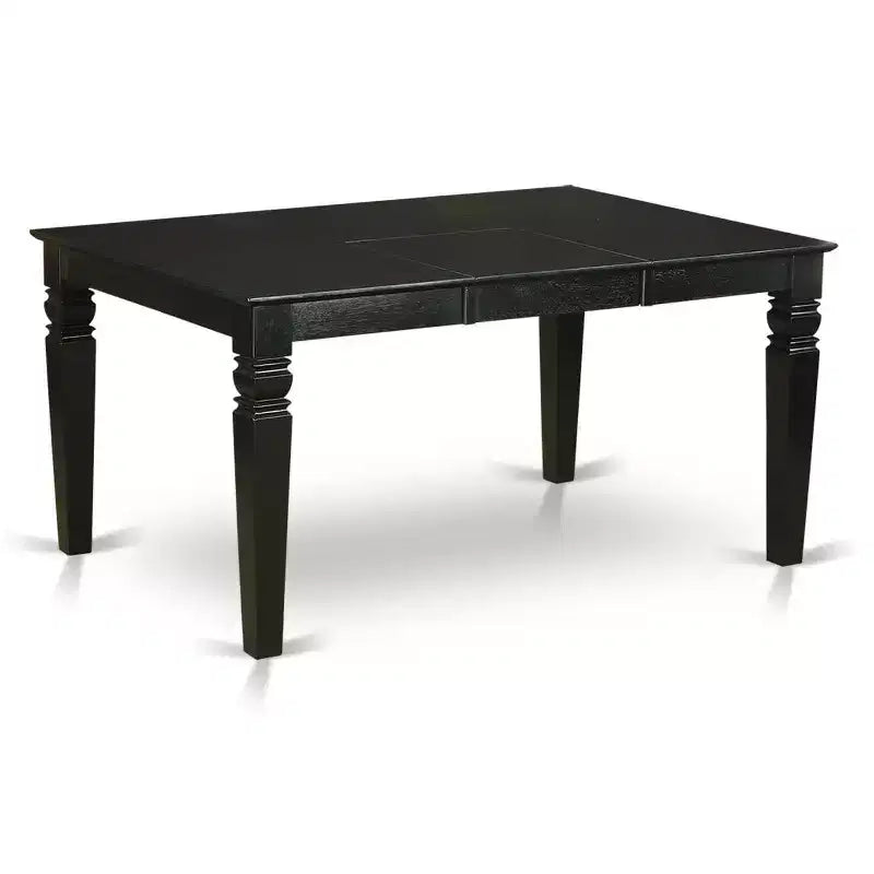 HomeStock Belmont Set da Pranzo 7 Pezzi Contiene un Tavolo da Cucina Rettangolare con Prolunga a Farfalla e 6 Sedie Imbottite, Nero