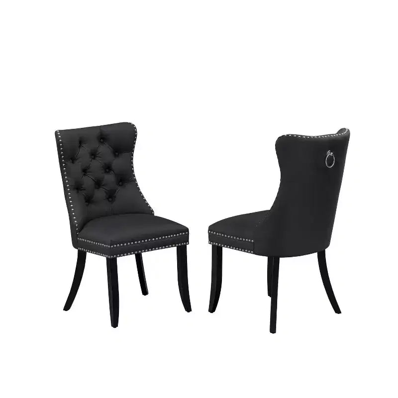 HomeStock Belmont Set da Pranzo 7 Pezzi Contiene un Tavolo da Cucina Rettangolare con Prolunga a Farfalla e 6 Sedie Imbottite, Nero