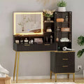 GustoWave Vanity Desk with Mirror and Lights, Makeup Vanity Desk with 5 Drawers & Shelves,3 Color Adjustable Lighting, Power Outlet, Dressing Table