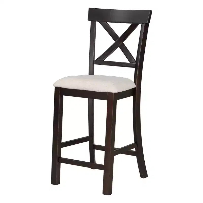 Set da pranzo da 6 pezzi altezza bancone stile rustico, tavolo rettangolare con ripiano, 4 sedie e panca