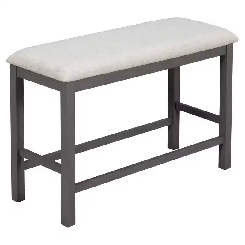 Set da pranzo da 6 pezzi altezza bancone stile rustico, tavolo rettangolare con ripiano, 4 sedie e panca