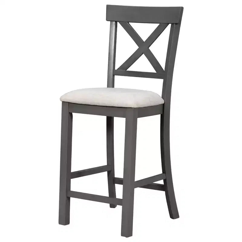 Set da pranzo da 6 pezzi altezza bancone stile rustico, tavolo rettangolare con ripiano, 4 sedie e panca