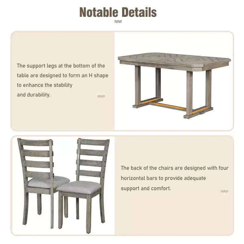 Set tavolo da pranzo per 6 con piano effetto legno, set tavolo da cucina con sedie e panca