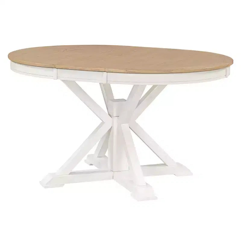 Set Tavolo da Pranzo Allungabile per 4, Tavolo Rotondo in Legno con 4 Sedie Imbottite per Cucina