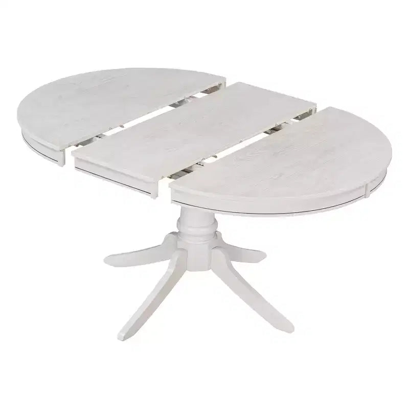 Set tavolo da pranzo rotondo allungabile per 4 persone, set da pranzo stile rustico e 4 sedie imbottite