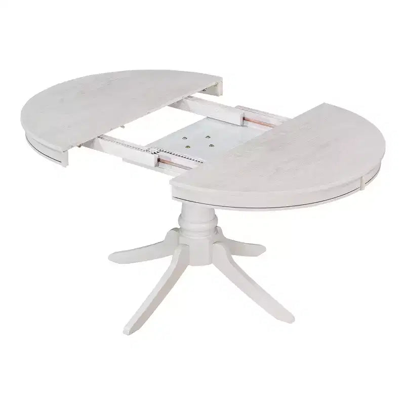 Set tavolo da pranzo rotondo allungabile per 4 persone, set da pranzo stile rustico e 4 sedie imbottite