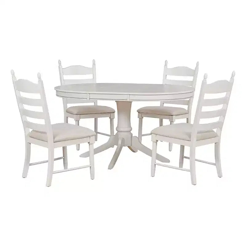 Set tavolo da pranzo rotondo allungabile per 4 persone, set da pranzo stile rustico e 4 sedie imbottite