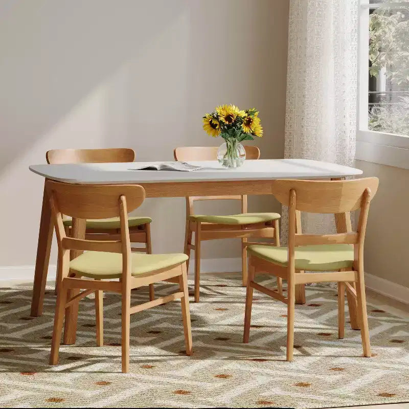 Christopher Knight Home Bryner set da pranzo di 5 pezzi in legno rivestito in tessuto moderno di metà secolo
