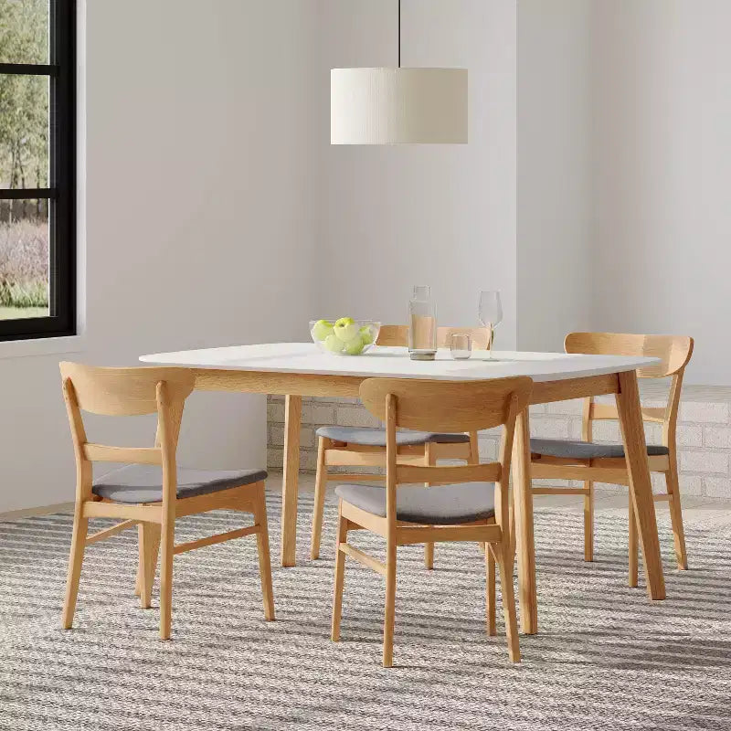 Christopher Knight Home Bryner Mid-Century Modern Fabric Upholstered Wood 5 Piece Dining Set