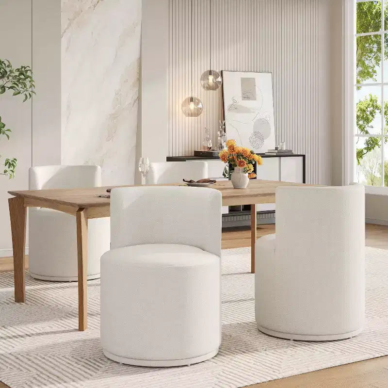 Christopher Knight Home Morrick, set da pranzo da 5 pezzi, con sedie imbottite girevoli di metà secolo moderno e tavolo in legno di gomma