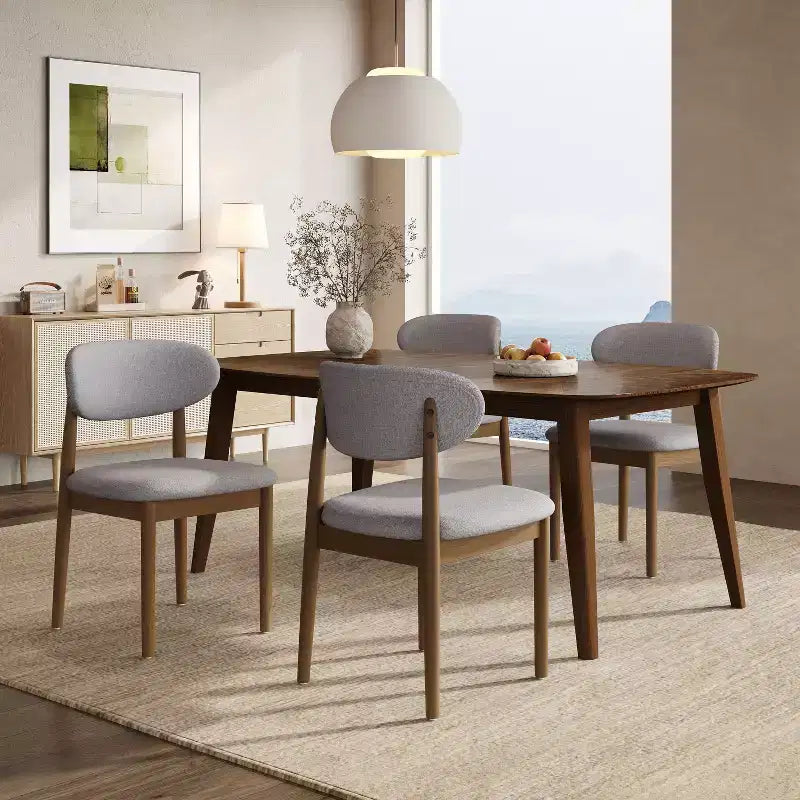 Christopher Knight Home Volgrun, set da pranzo di 5 pezzi in legno di gomma e tessuto, stile moderno di metà secolo
