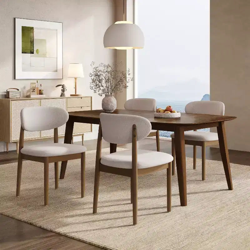 Christopher Knight Home Volgrun, set da pranzo di 5 pezzi in legno di gomma e tessuto, stile moderno di metà secolo