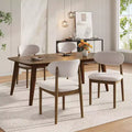 Christopher Knight Home Volgrun 5 Piece Mid-Century Modern Rubberwood Upholstered Dining Set