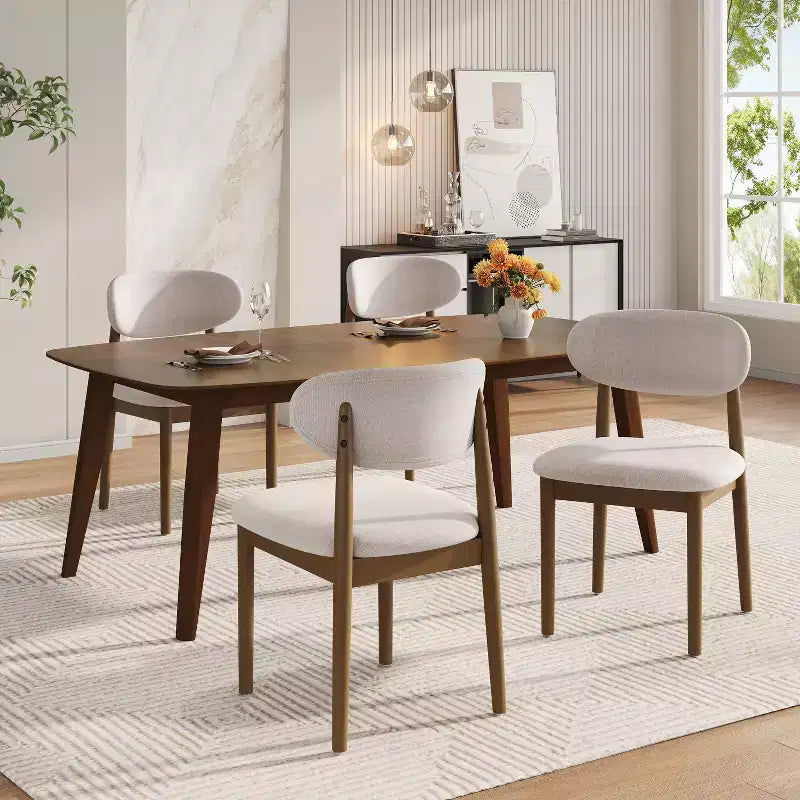 Christopher Knight Home Volgrun 5 Piece Mid-Century Modern Rubberwood Upholstered Dining Set
