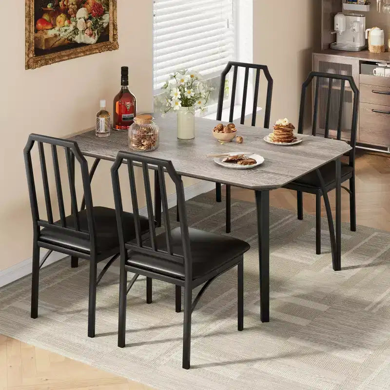 Set da tavolo da pranzo quadrato con sedie imbottite Tavolo da cucina per casa, appartamento, spazio ridotto