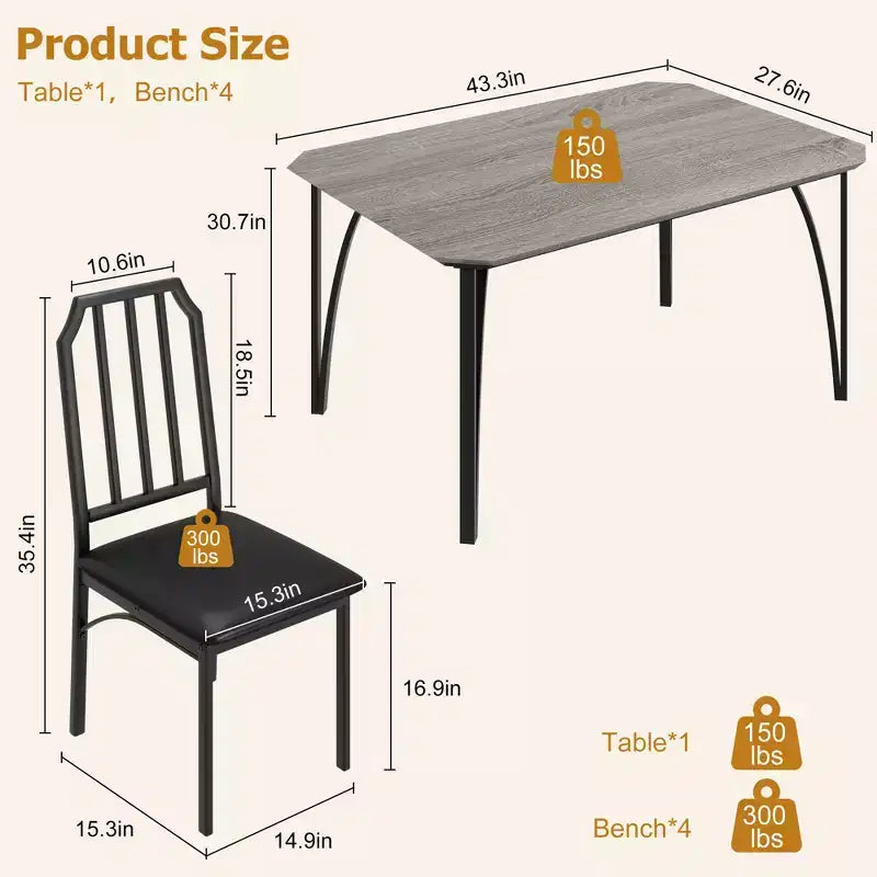 Set da tavolo da pranzo quadrato con sedie imbottite Tavolo da cucina per casa, appartamento, spazio ridotto