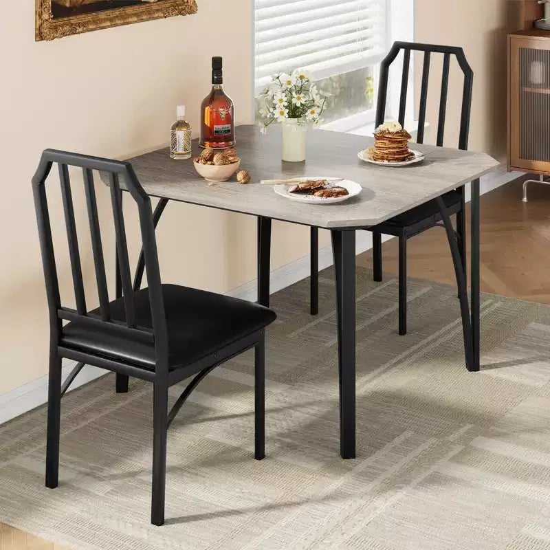 Set da tavolo da pranzo quadrato con sedie imbottite Tavolo da cucina per casa, appartamento, spazio ridotto