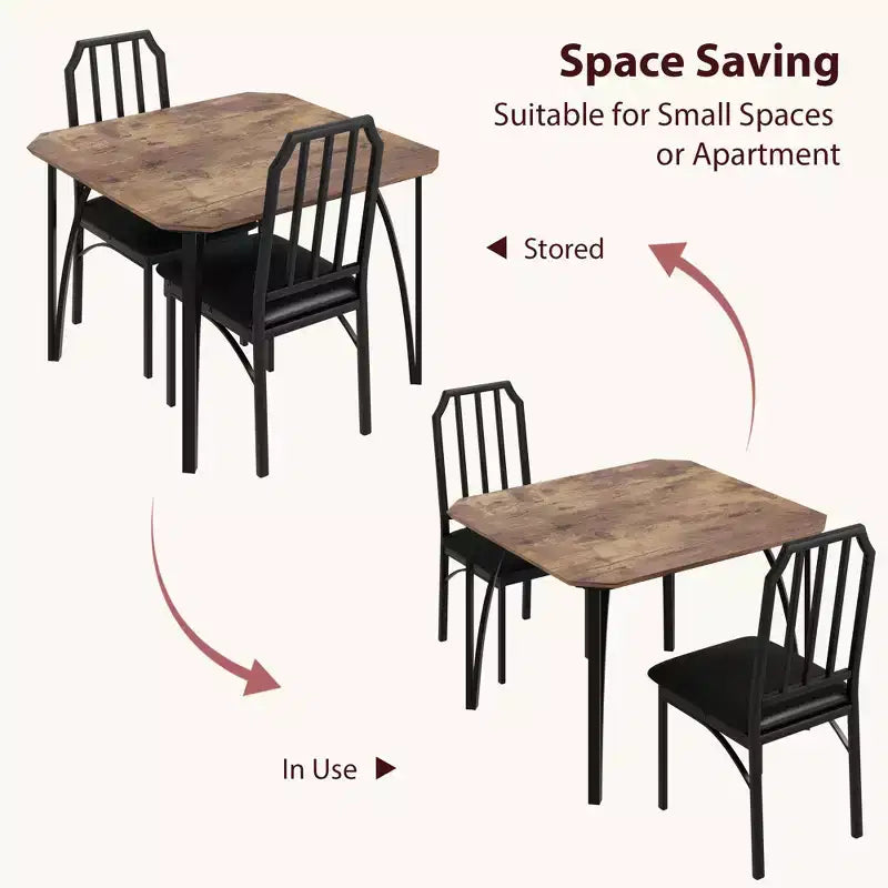 Set da tavolo da pranzo quadrato con sedie imbottite Tavolo da cucina per casa, appartamento, spazio ridotto