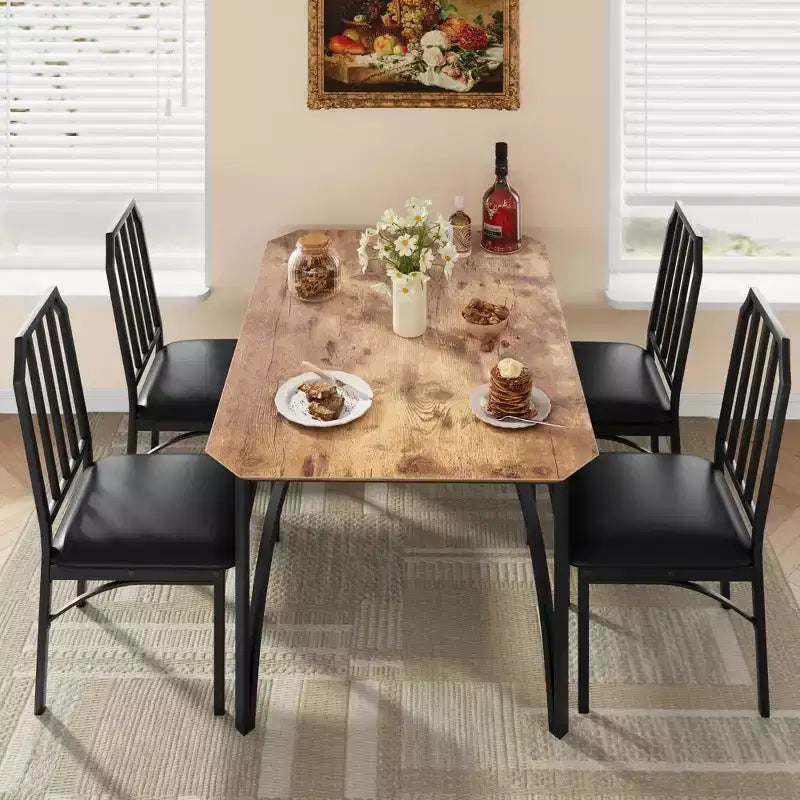 Set da tavolo da pranzo quadrato con sedie imbottite Tavolo da cucina per casa, appartamento, spazio ridotto