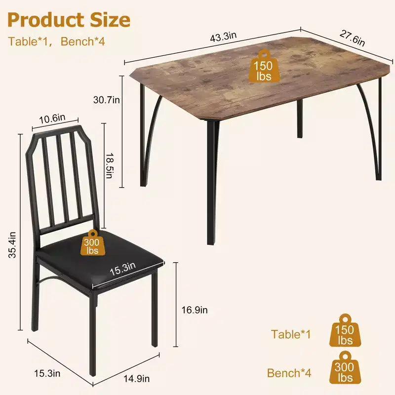 Set da tavolo da pranzo quadrato con sedie imbottite Tavolo da cucina per casa, appartamento, spazio ridotto