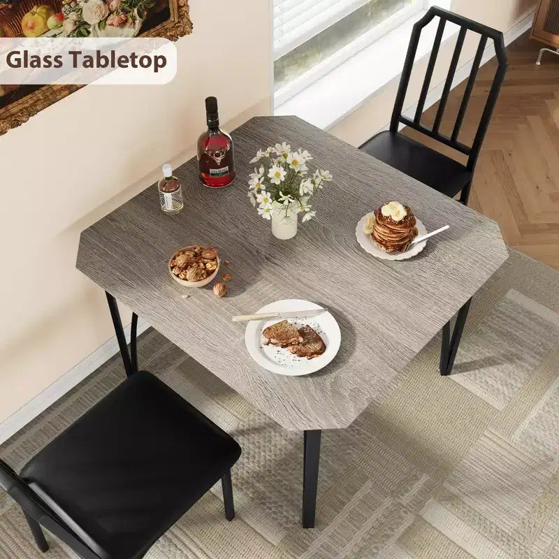 Set da tavolo da pranzo quadrato con sedie imbottite Tavolo da cucina per casa, appartamento, spazio ridotto