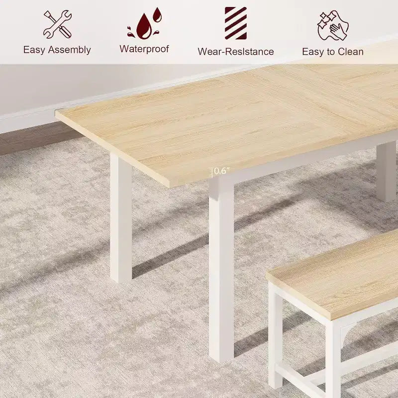 Set tavolo da pranzo allungabile per 48 persone con panche e sgabelli, tavolo da cucina e sala da pranzo grande in legno da 63 pollici