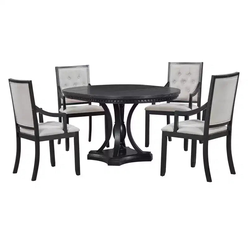 Set da pranzo rotondo retrò Polibi da 5 pezzi con tavolo allungabile