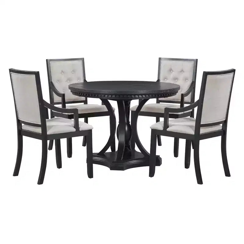Set da pranzo rotondo retrò Polibi da 5 pezzi con tavolo allungabile