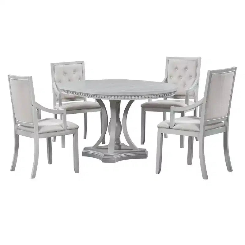 Set da pranzo rotondo retrò Polibi da 5 pezzi con tavolo allungabile