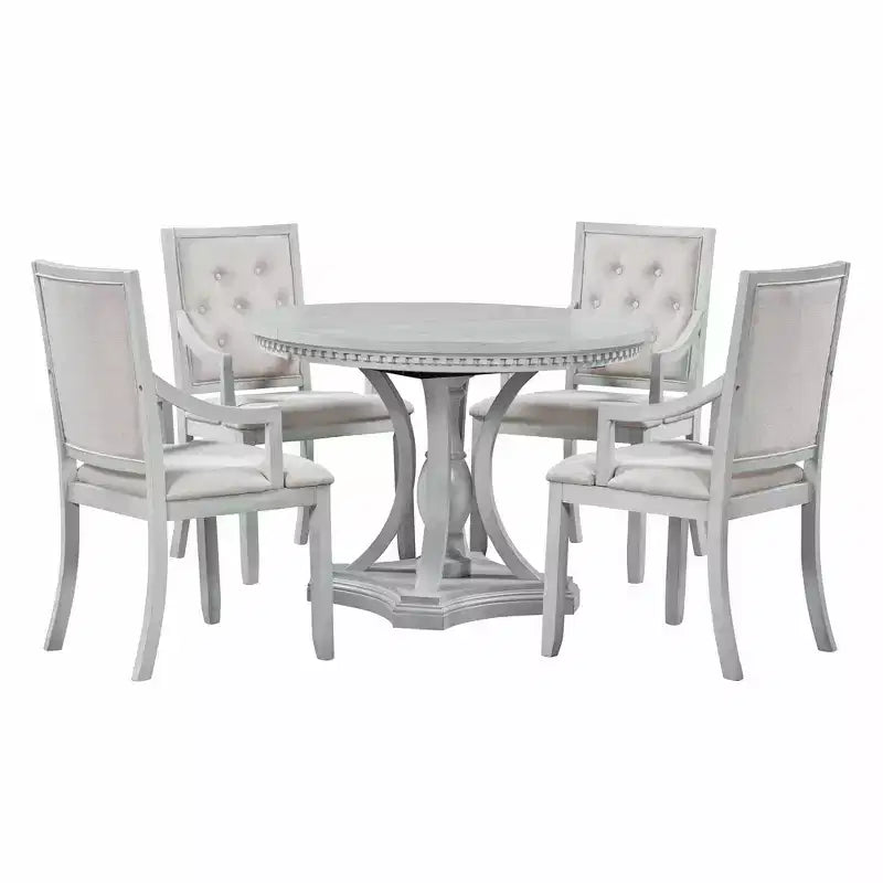 Set da pranzo rotondo retrò Polibi da 5 pezzi con tavolo allungabile