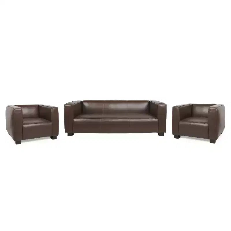 Christopher Knight Home Goyette Contemporary Faux Leather 3 Piece Living Room Sofa Set