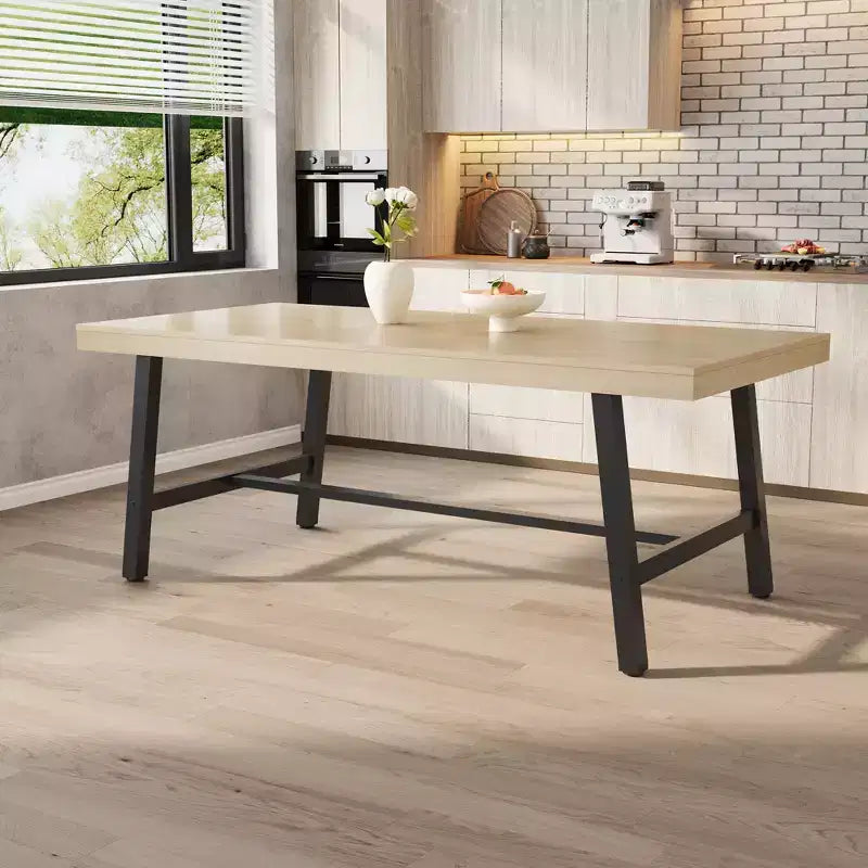 Tavolo da pranzo da 71 pollici per 6-10 persone, tavolo da cucina rettangolare moderno in stile rustico, con piedini regolabili e robusta struttura in metallo, per sala da pranzo, soggiorno, senza sedie