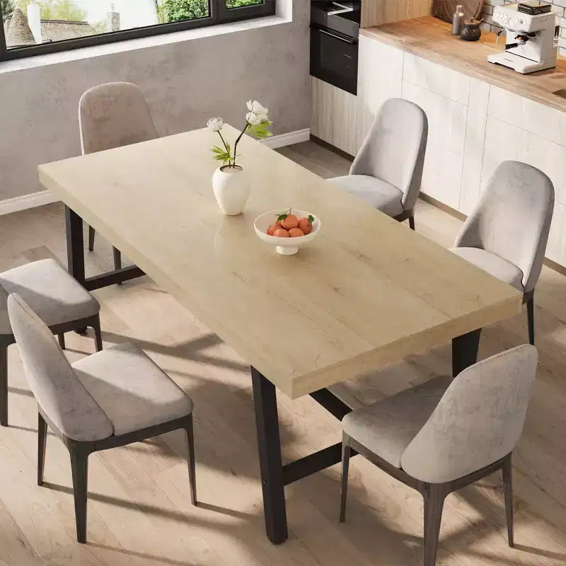 Tavolo da pranzo da 71 pollici per 6-10 persone, tavolo da cucina rettangolare moderno in stile rustico, con piedini regolabili e robusta struttura in metallo, per sala da pranzo, soggiorno, senza sedie