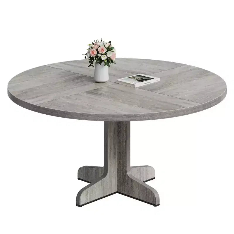 Tavolo da pranzo rotondo per 4 persone, tavolo da cucina circolare in stile rustico da 119 cm con piano in legno e base stabile, per sala da pranzo e soggiorno (solo tavolo)
