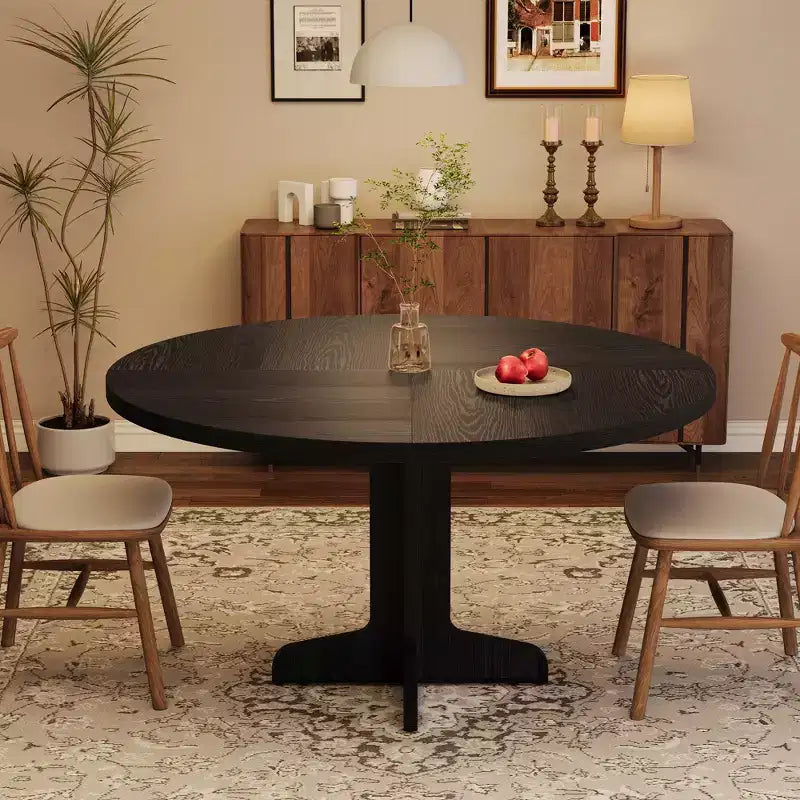 Tavolo da pranzo rotondo per 4 persone, tavolo da cucina circolare in stile rustico da 119 cm con piano in legno e base stabile, per sala da pranzo e soggiorno (solo tavolo)